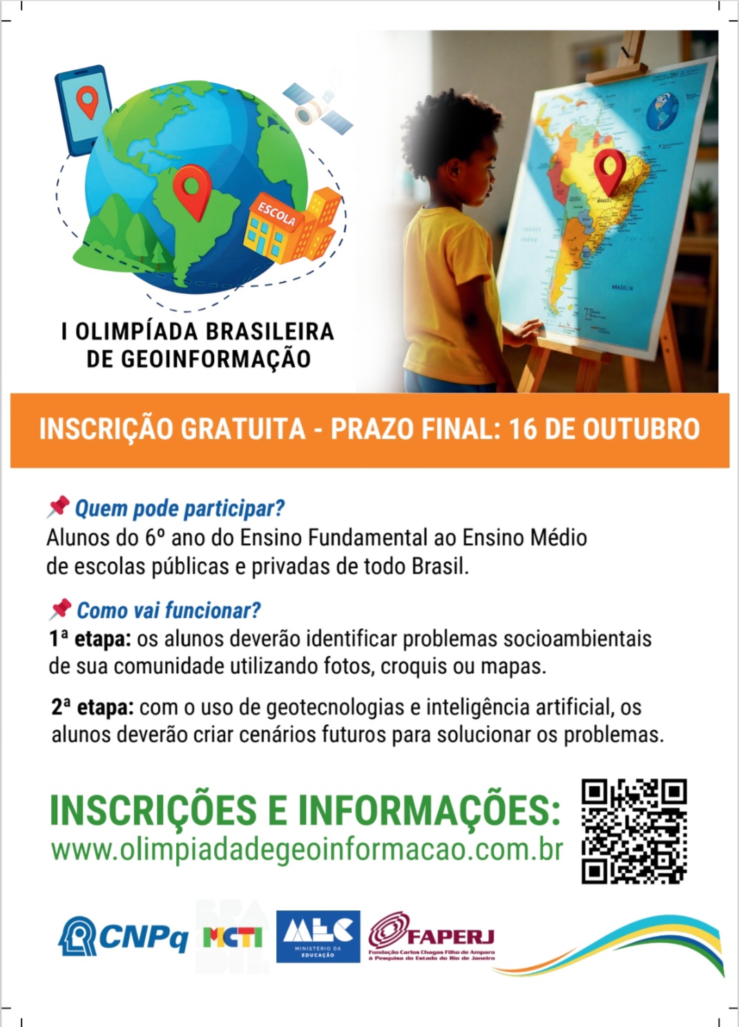 Primeira Olimpíada Brasileira de Geoinformação conecta estudantes a soluções para problemas socioambientais