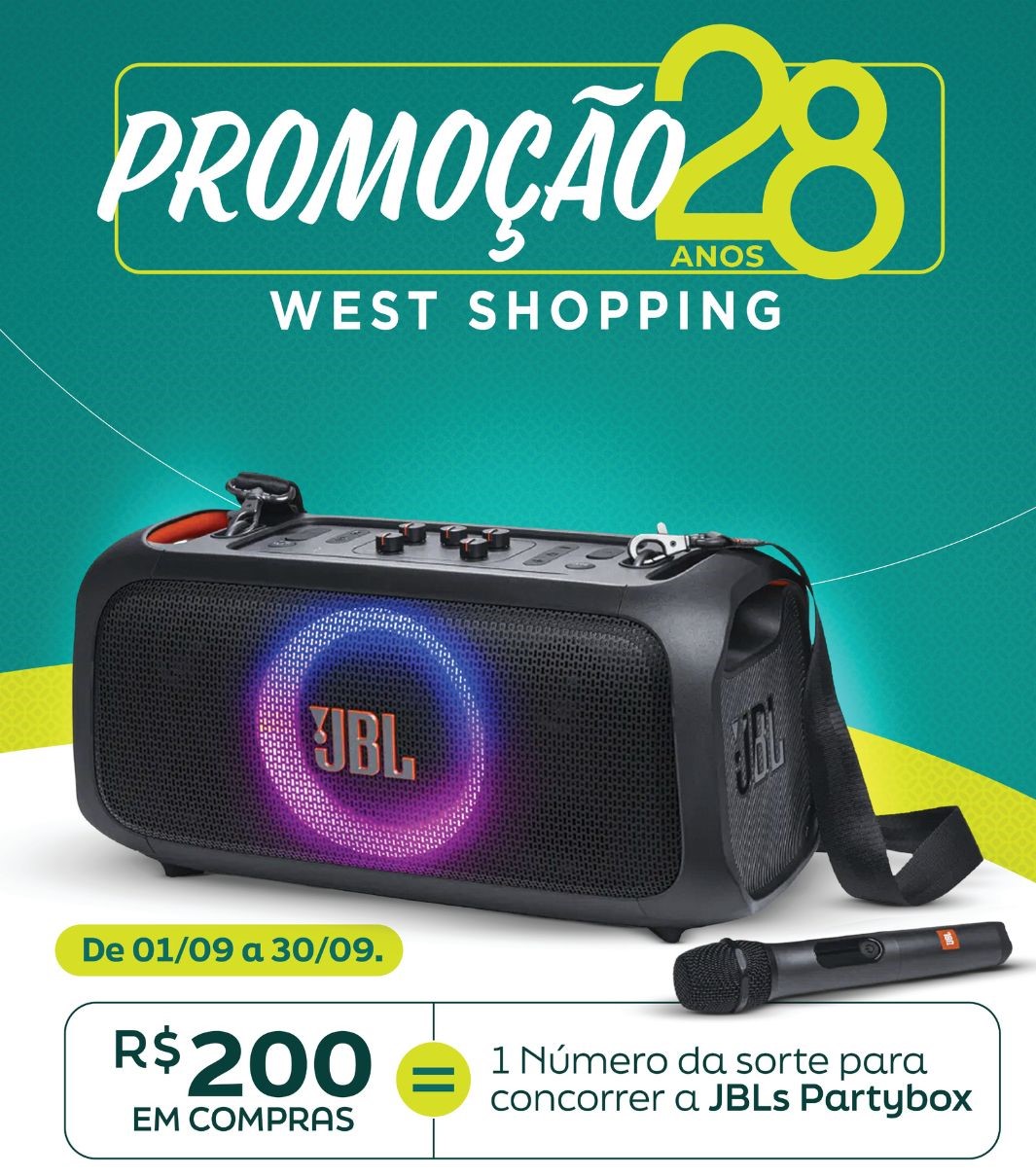 Promoção “28 anos West Shopping” sorteará entre os clientes caixas de som da JBL 2 Campanha West Shopping