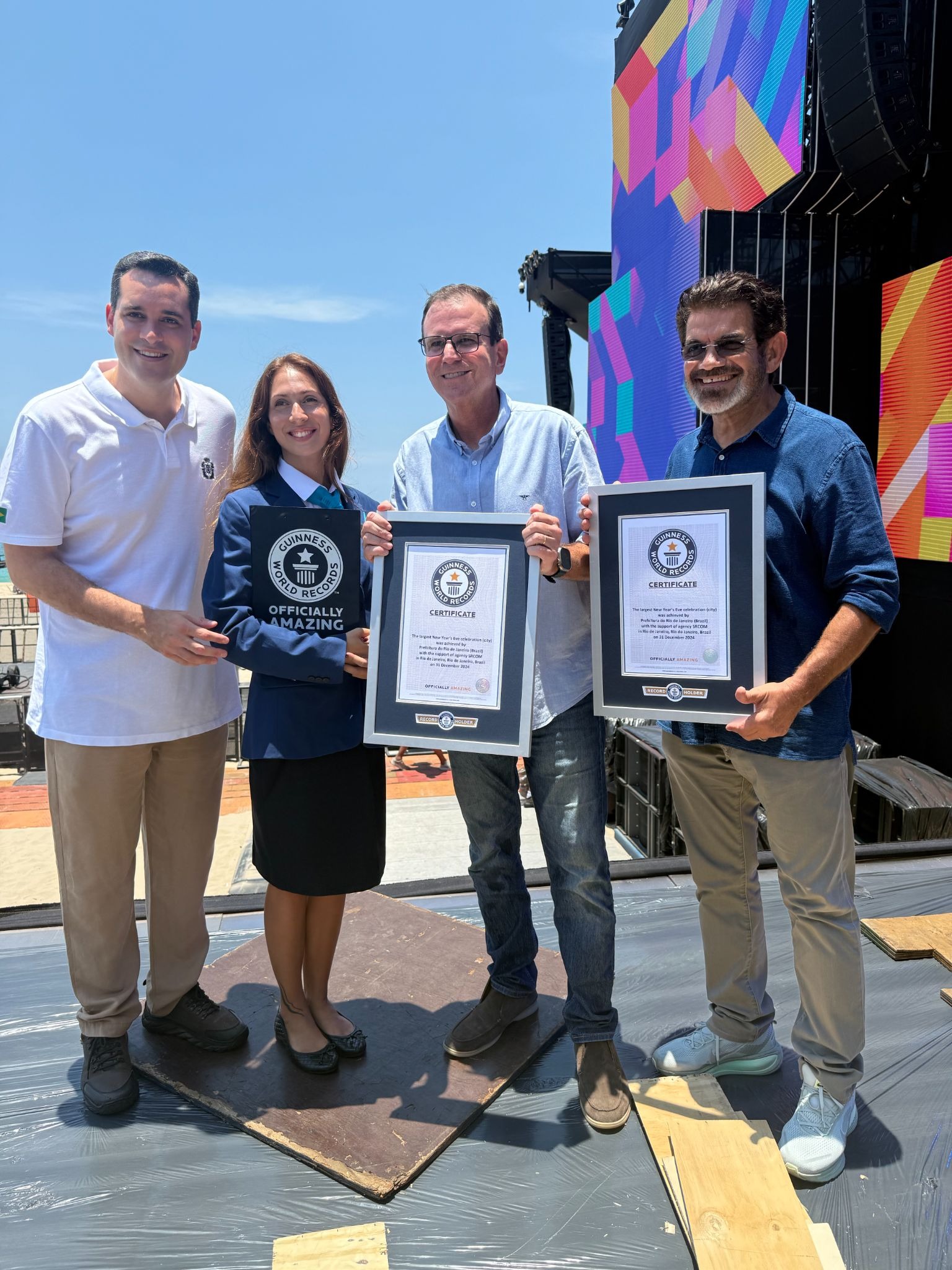 Vice-prefeito do Rio - Eduardo Cavaliere, jurada do Guinness World Records - Camila Borenstain, Prefeito do Rio - Eduardo Paes e Abel Gomes - Sócio e Vice - Presidente de Criação