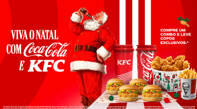 KFC e Coca-Cola lançam campanha nacional de Natal com combos especiais e copos exclusivos