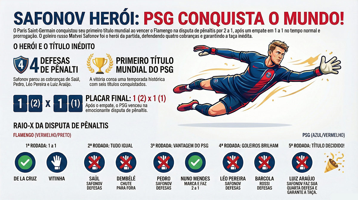 PSG conquista título mundial inédito com atuação histórica de Safonov contra o Flamengo 8 PSG conquista título mundial inédito com atuação histórica de Safonov contra o Flamengo