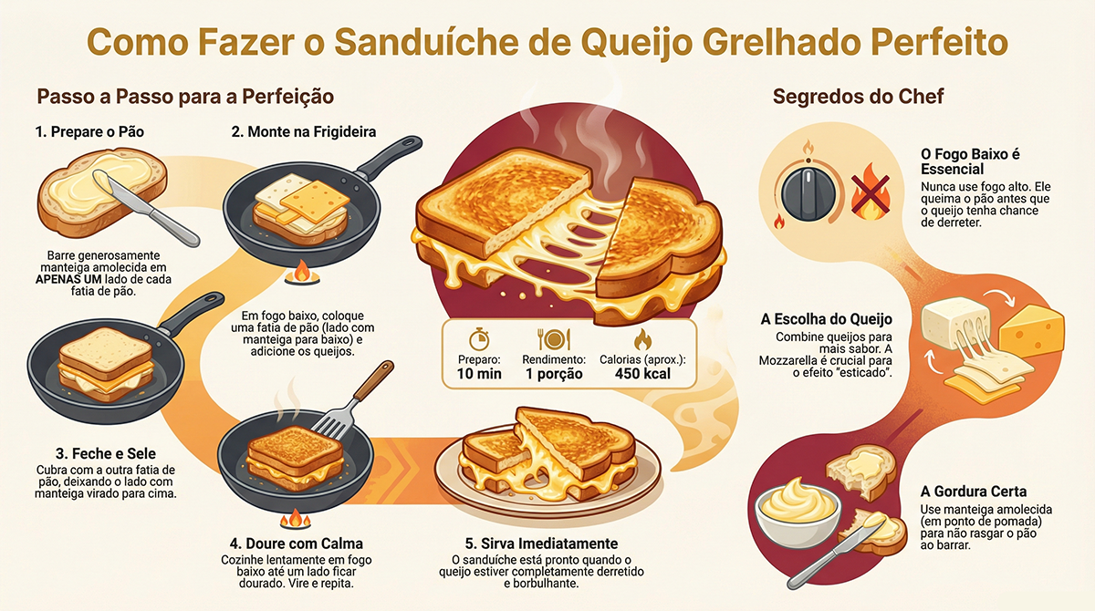 Como fazer o sanduíche de queijo grelhado perfeito