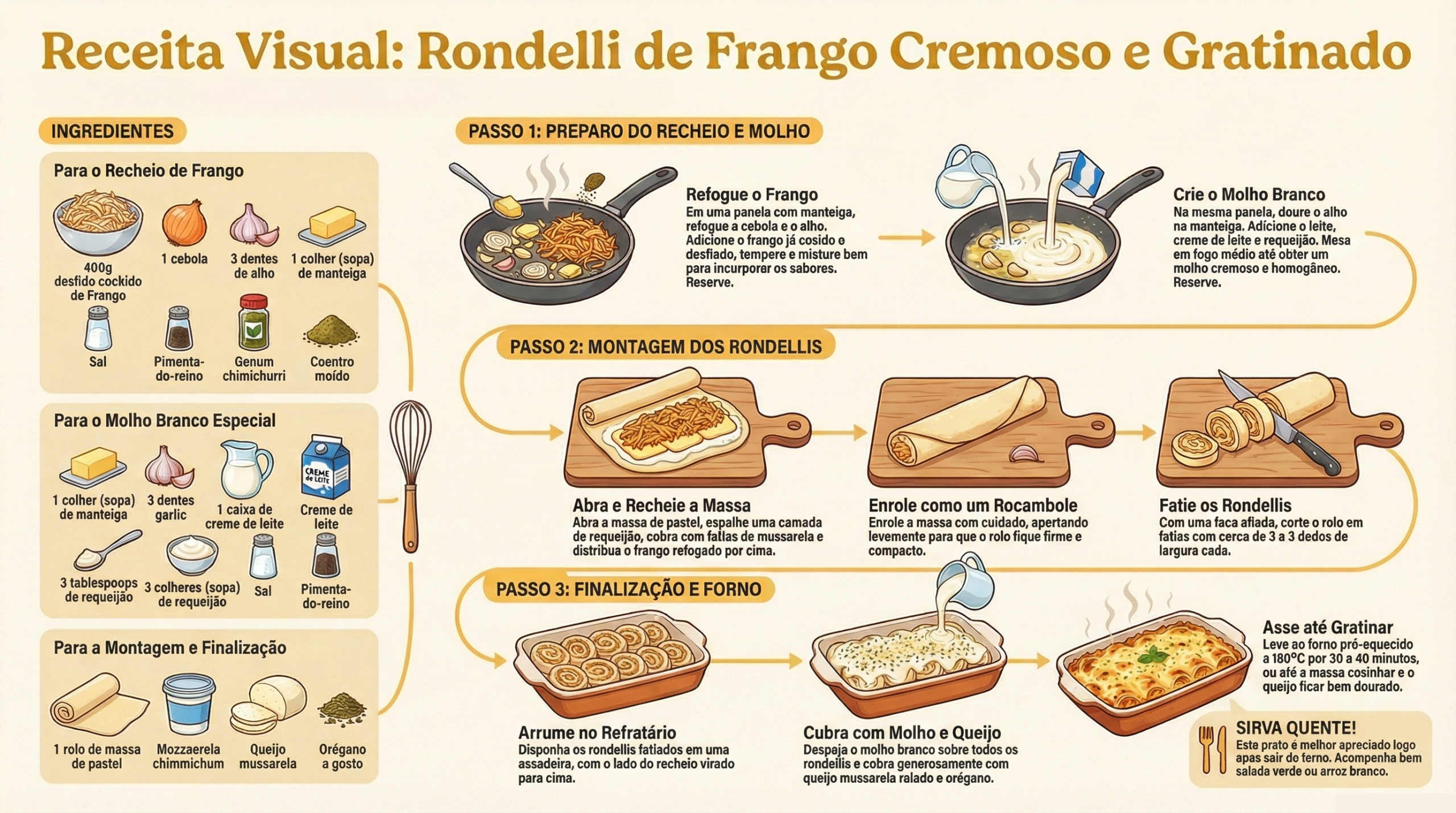 Rondelli de Frango com Massa de Pastel