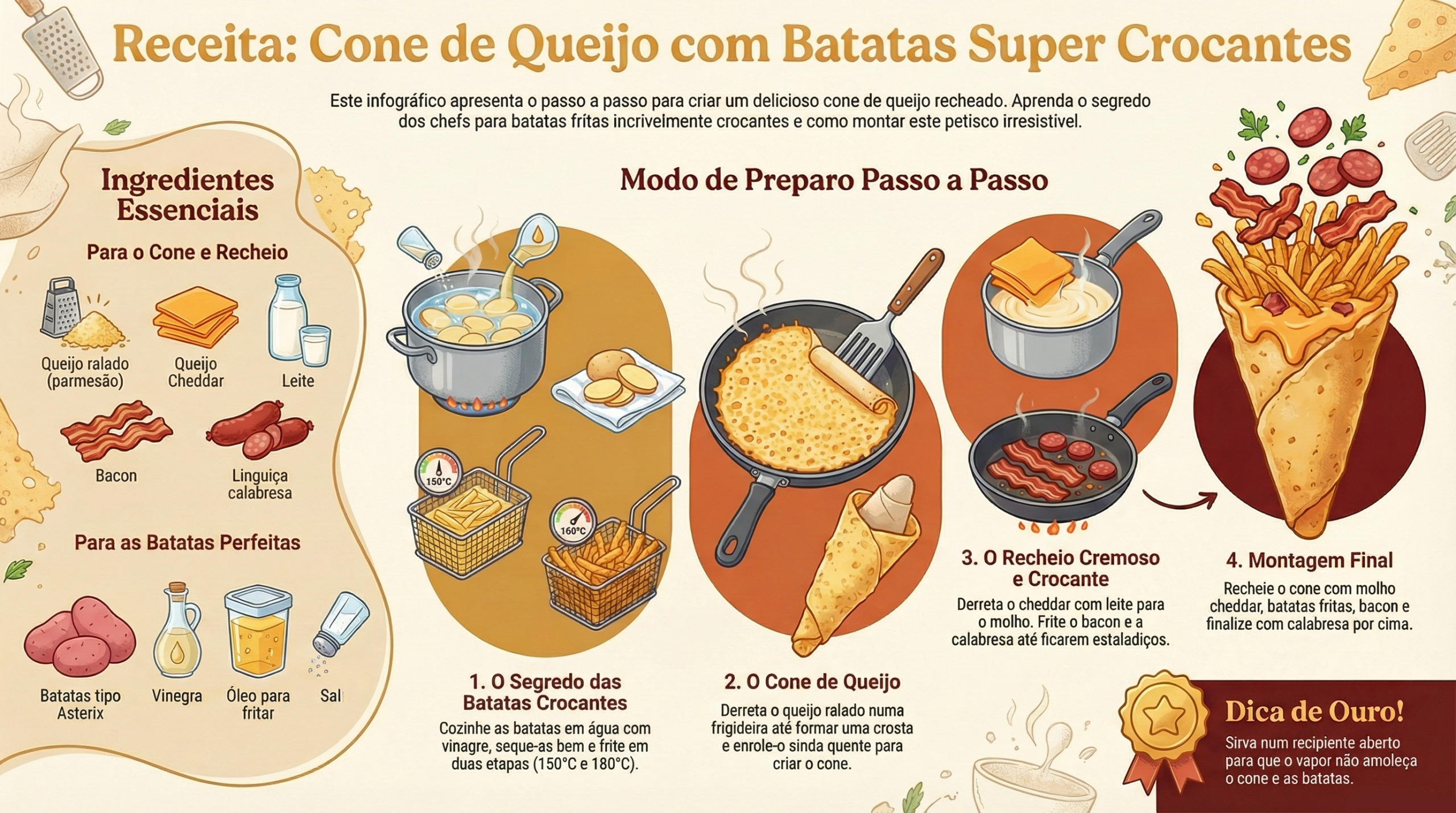 Cone de queijo com batatas super crocantes 8 Cone de queijo com batatas super crocantes