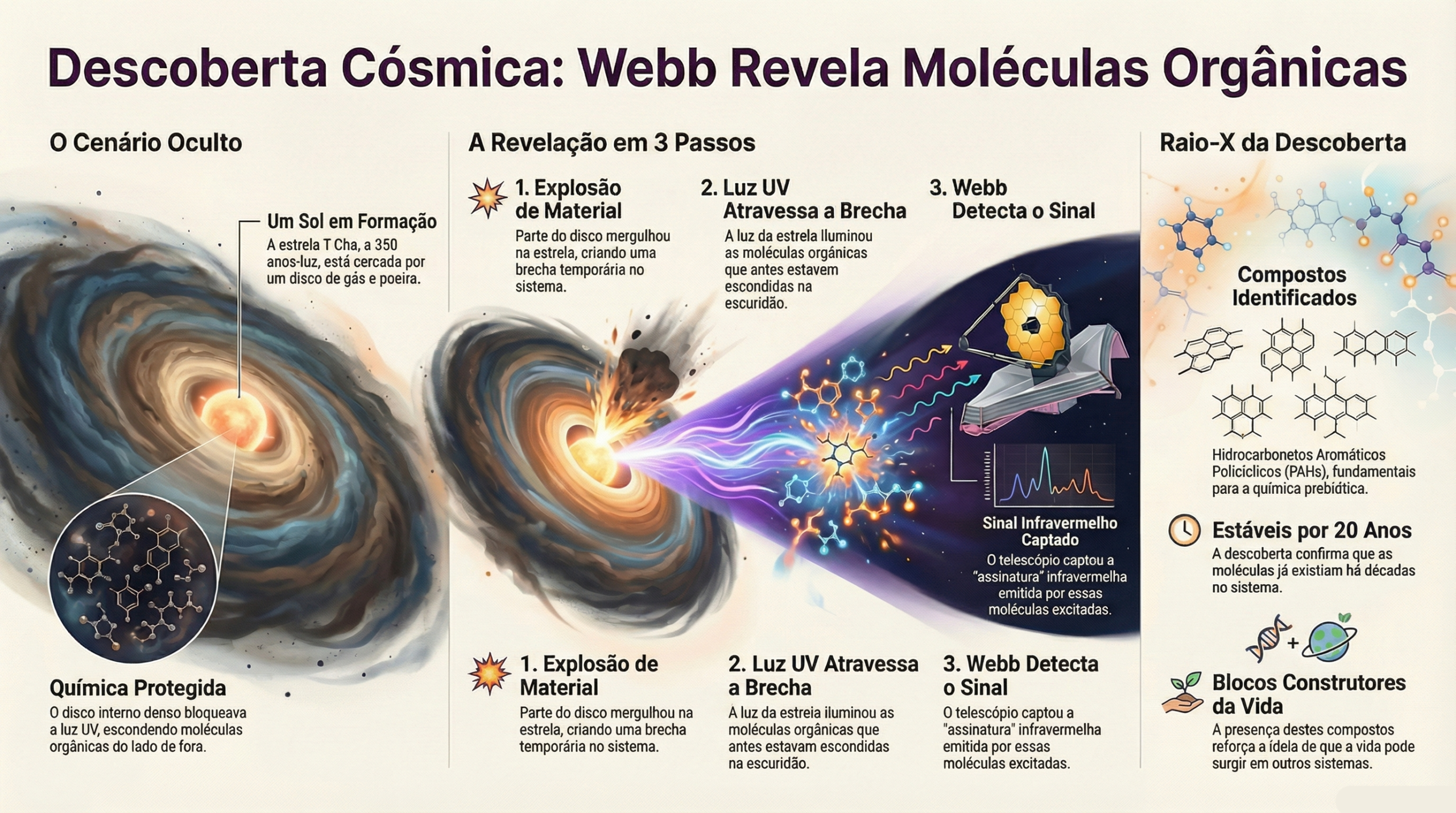 Telescópio James Webb detecta moléculas orgânicas em disco de formação planetária