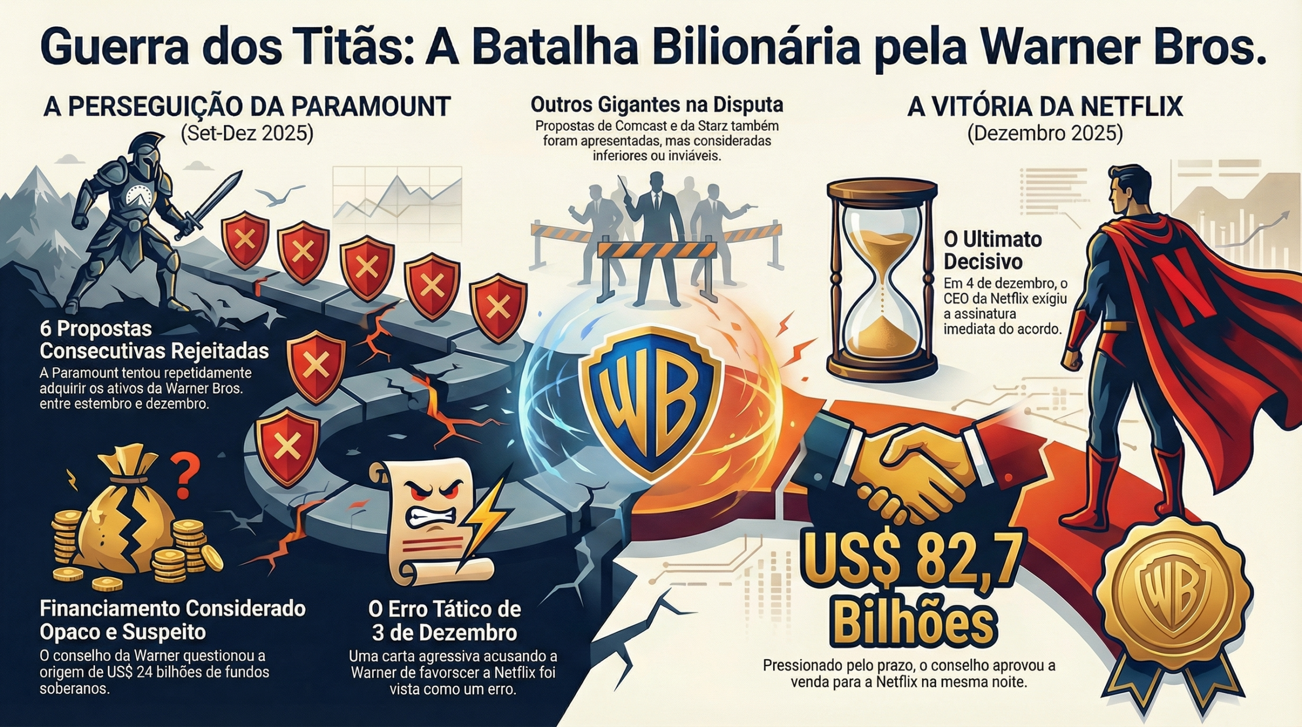 Bastidores da Warner Bros revelam rejeição à Paramount e pressão da Netflix em acordo bilionário 8 Bastidores da Warner Bros revelam rejeição à Paramount e pressão da Netflix em acordo bilionário