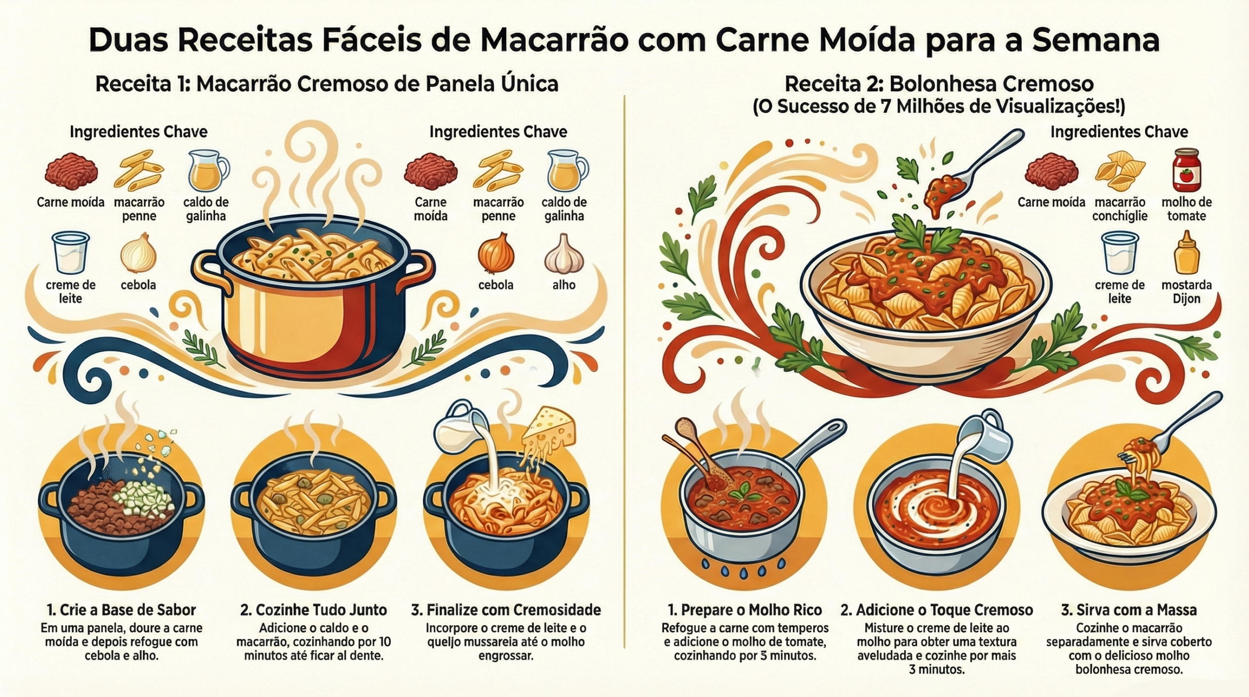 Macarrão Cremoso de Carne Moída em uma só Panela