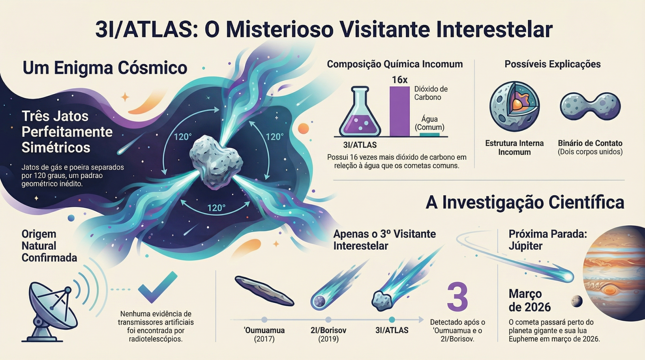 Cometa interestelar 3I/ATLAS apresenta jatos simétricos incomuns em direção a Júpiter 8 Cometa interestelar 3I/ATLAS