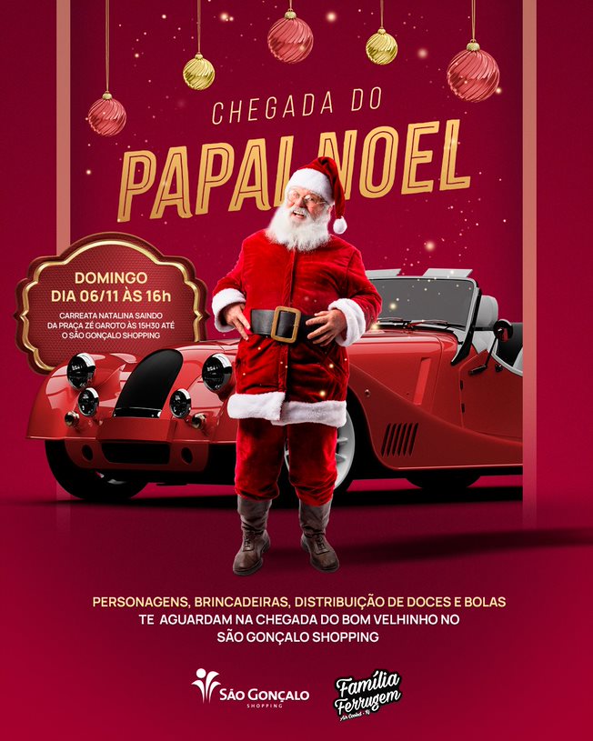 São Gonçalo Shopping inaugura decoração natalina com carreata para a  chegada do Papai Noel - Sopa Cultural