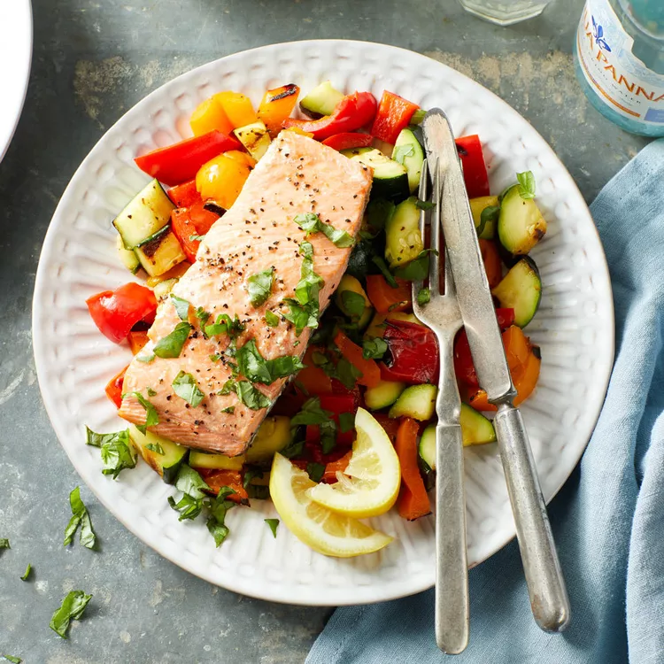 Grilled Salmon with Roasted Vegetables
