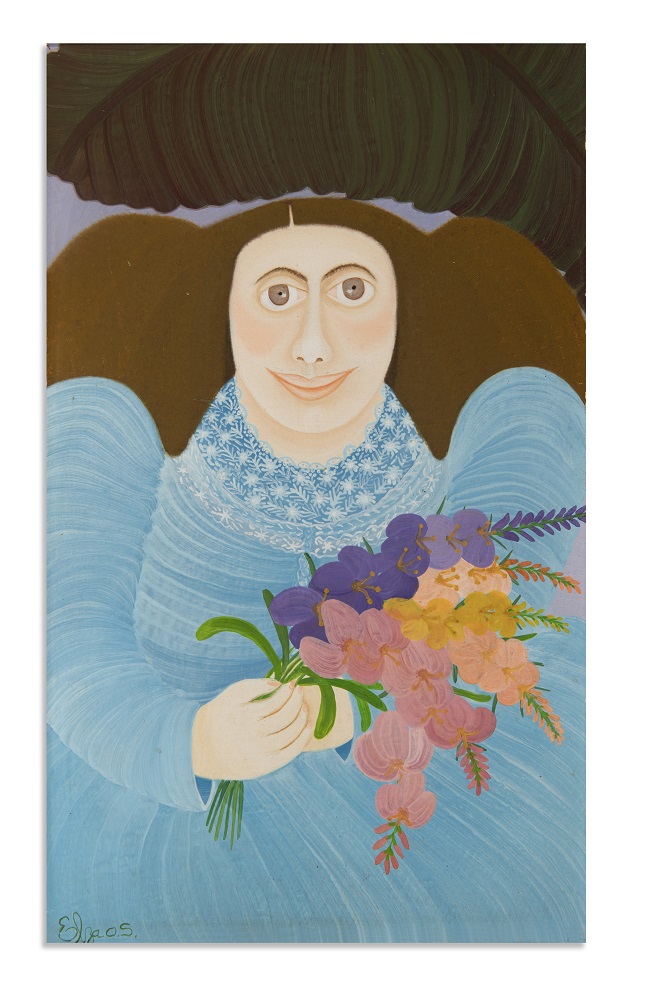 Elza de Oliveira Souza Mulher com Buquê de Flores Oleo sobre papel – Foto João Liberato