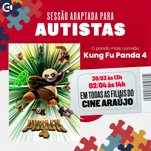 Cine Araújo promove sessão adaptada de Kung Fu Panda 4 para pessoas com transtorno do espectro autista