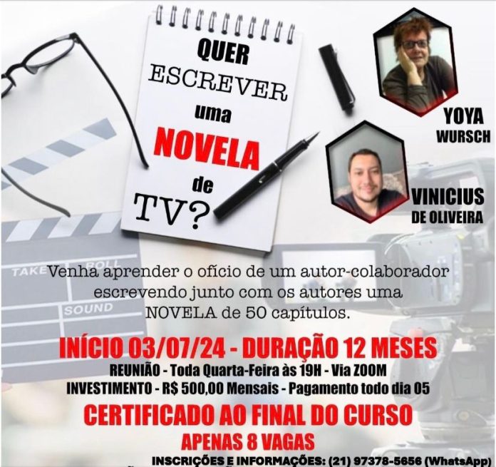 Curso: Quer escrever uma novela de tv? com Yoya Wursch e Vinícius de Oliveira
