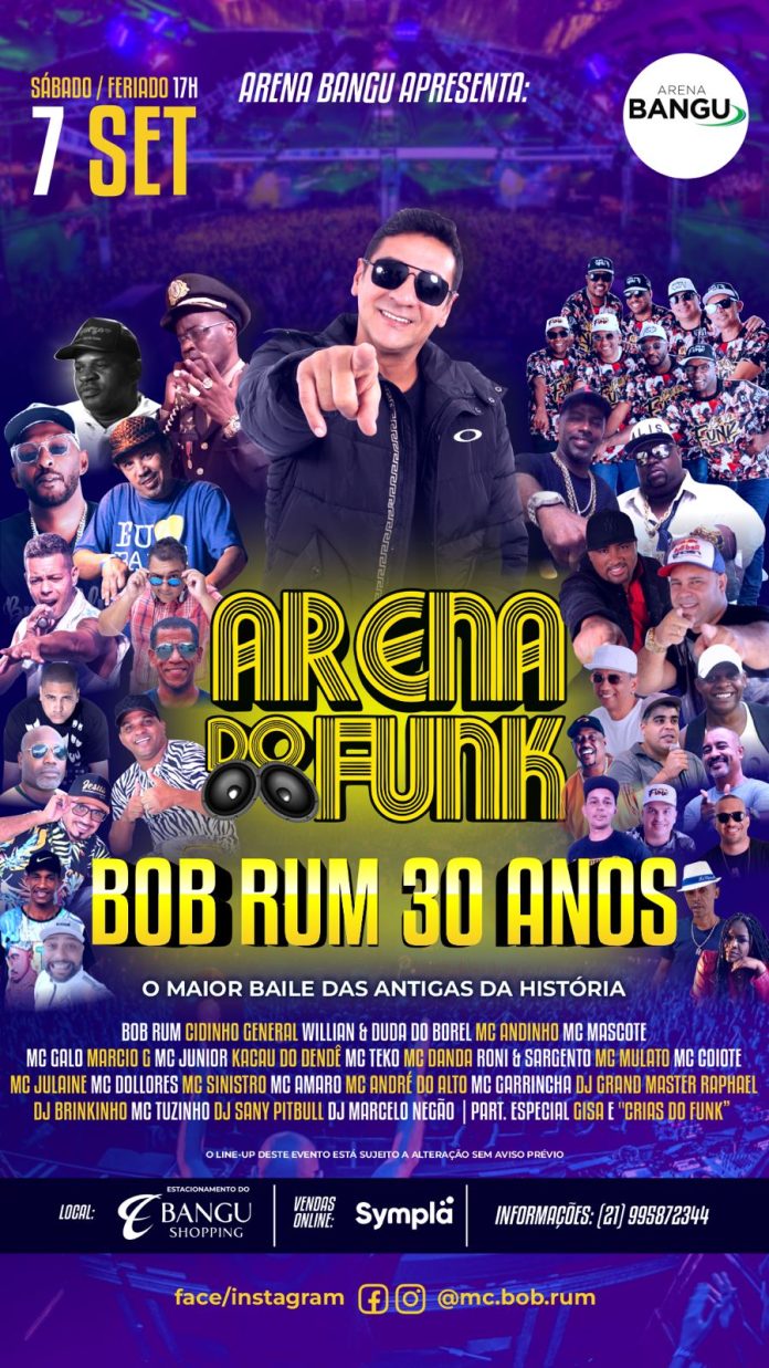 Bob Rum celebra 30 anos de carreira em ‘Arena do Funk’