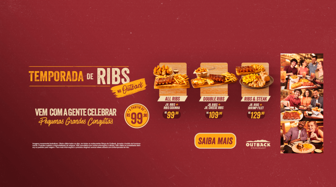 Outback traz de volta versões icônicas de sua Ribs em combinações a partir de R$ 99,90