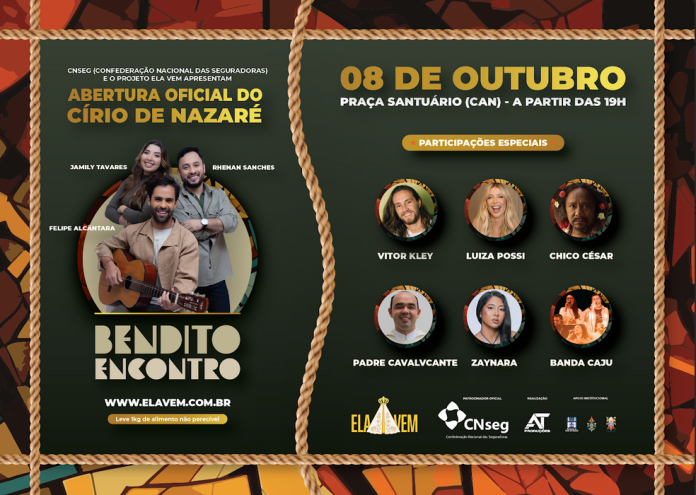 Trio Bendito Encontro recebe Vitor Kley, Luiza Possi e Chico César em abertura oficial do Círio de Nazaré 2024