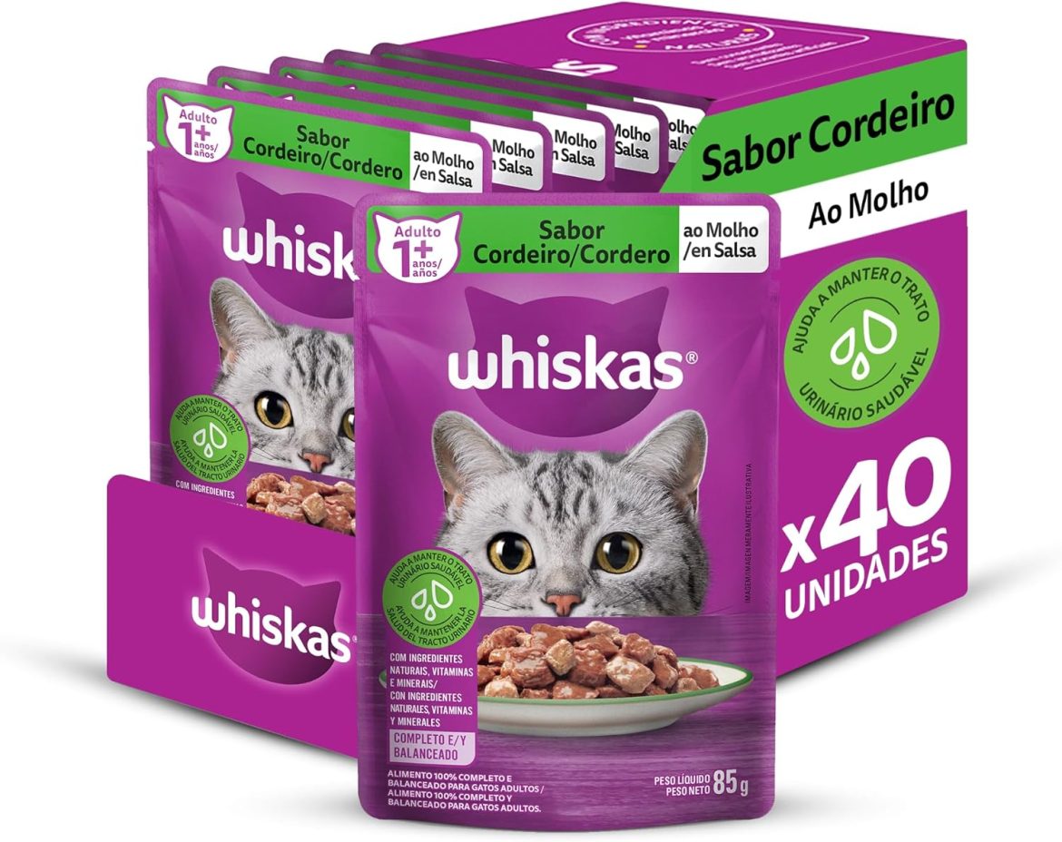 Ração Úmida Whiskas Sachê Cordeiro ao Molho para Gatos Adultos Ração Úmida Whiskas Sachê Cordeiro ao Molho para Gatos Adultos
