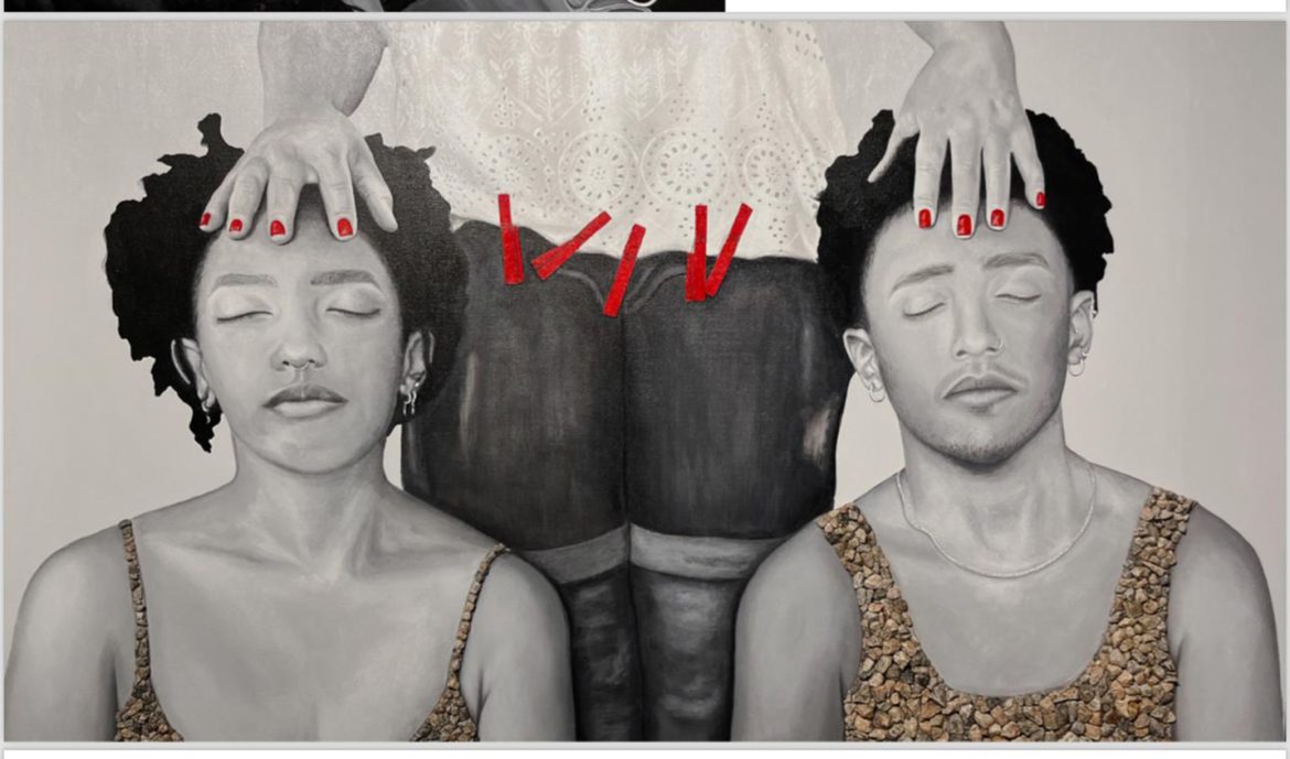 Lucas Finonho - Onde quer que esteja - acrílica e brita sobre tela