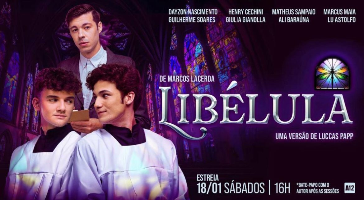 Após novela na Record, Matheus Sampaio protagoniza romance gay entre seminaristas nos palcos em ‘Libélula’