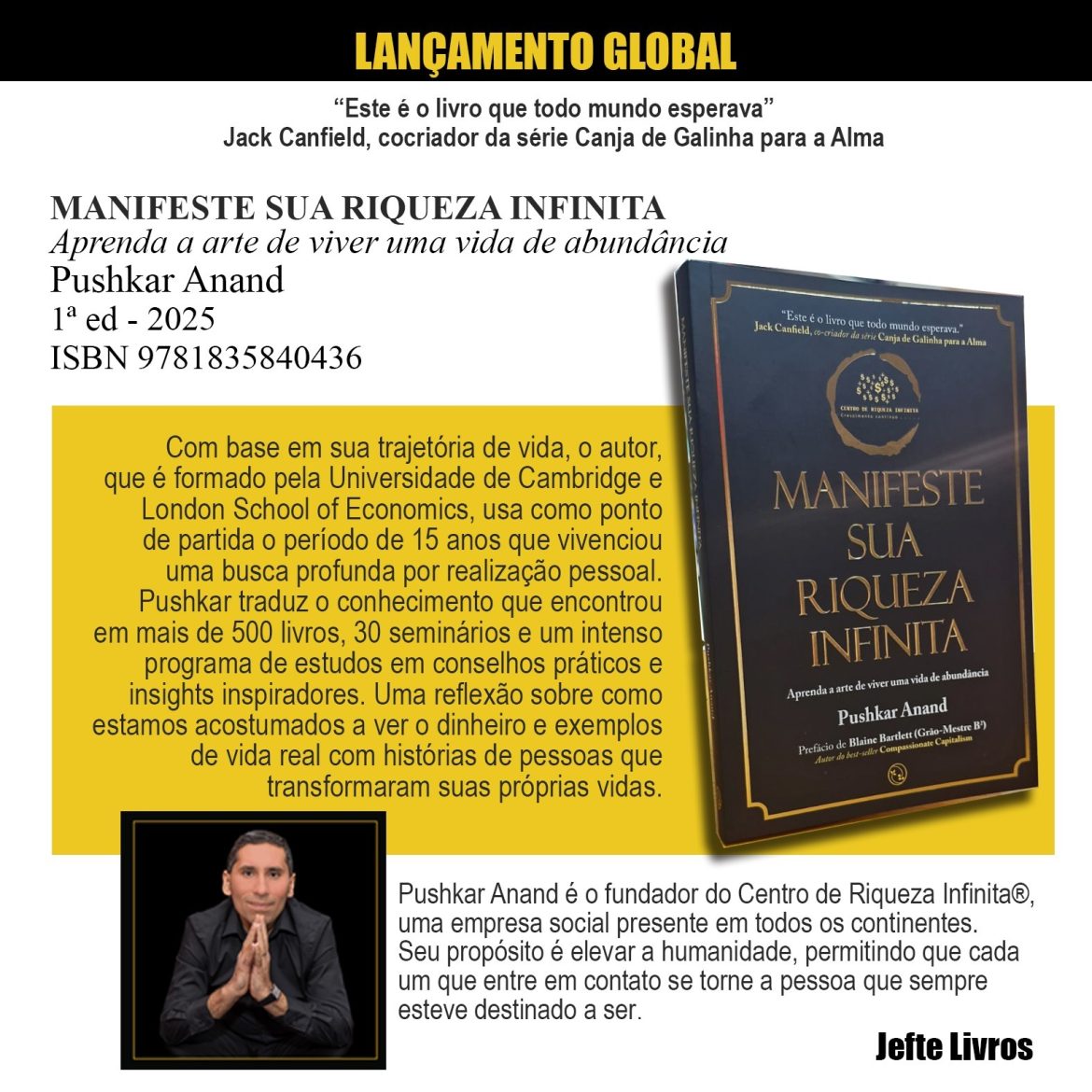 Primeiro livro de Pushkar Anand, ex-executivo do mercado financeiro londrino fala sobre propósitos e riquezas