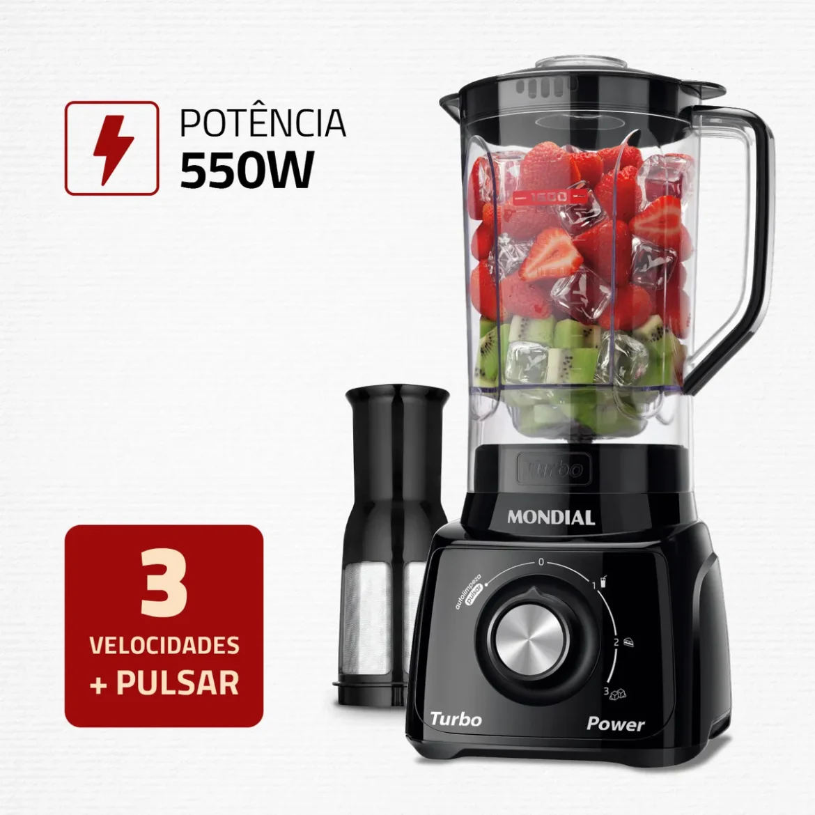 Liquidificador L-99-fb Turbo Power 2,2 L Potência De 550w Cor Preto Mondial 127V