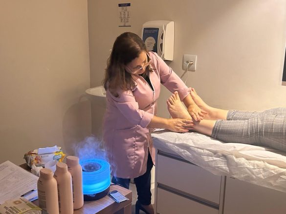 A massoterapeuta Miriam participou da ação pelo segundo ano A massoterapeuta Miriam participou da ação pelo segundo ano