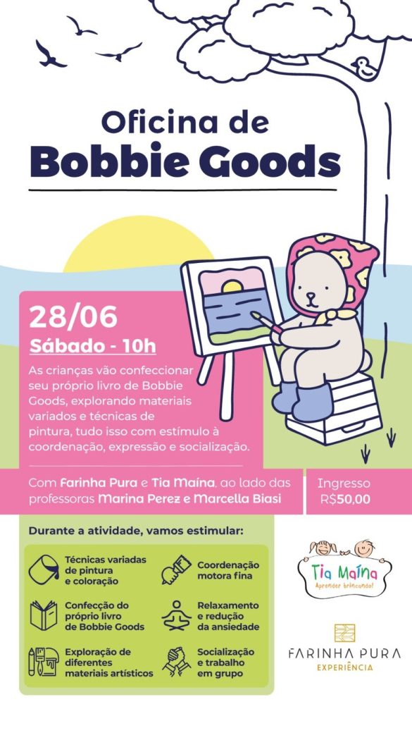 Empório Farinha Pura realiza oficina de arte infantil com Bobbie Goods