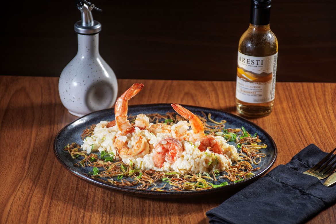 Risoto de camarão com alho poró - Taikin