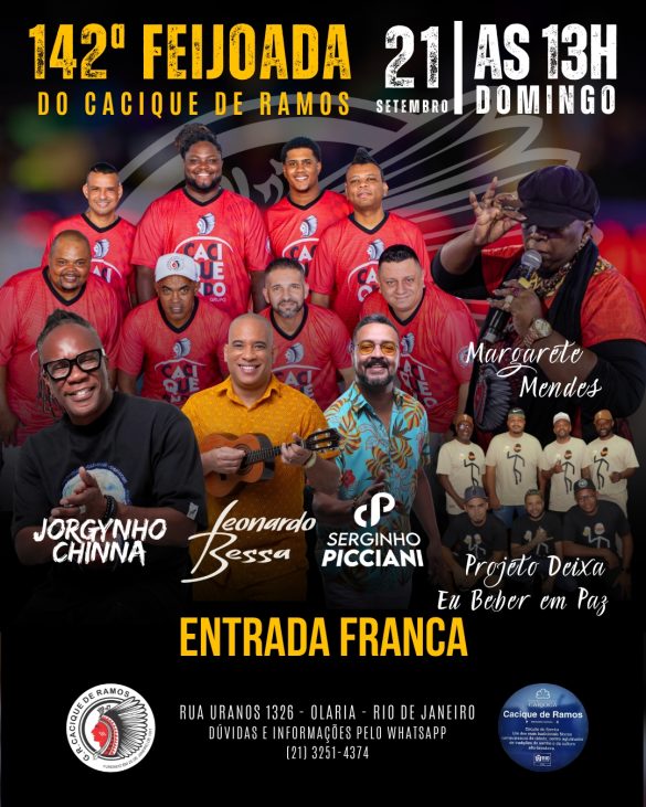 Cacique de Ramos abre a primavera com sua 142ª Feijoada neste domingo Cacique de Ramos abre a primavera com sua 142ª Feijoada neste domingo