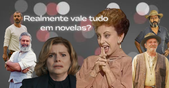 Montagem com imagens das novelas: Vale Tudo, Renascer e Pantanal