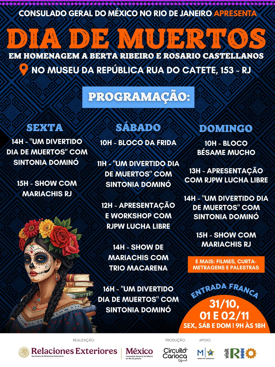 Jardim do Museu da República recebe quarta edição da celebração do Día de Muertos Jardim do Museu da República recebe quarta edição da celebração do Día de Muertos
