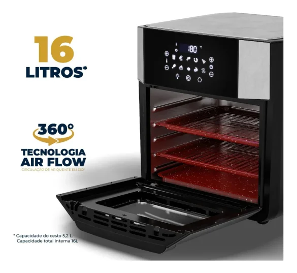 Air Fryer Oven Britânia 16L 4 em 1 Porta Removível BAF16A 127V Air Fryer Oven Britânia 16L 4 em 1 Porta Removível BAF16A 127V