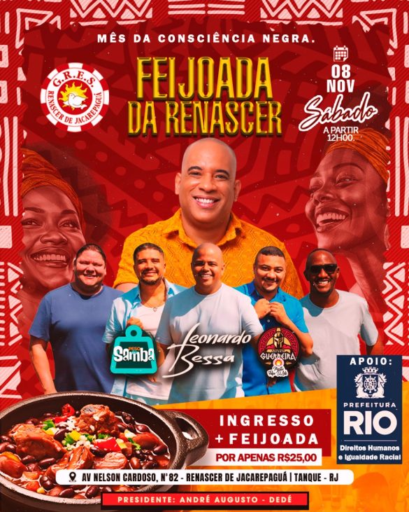 Feijoada da Renascer de Jacarepaguá, neste sábado, dia 8 de novembro