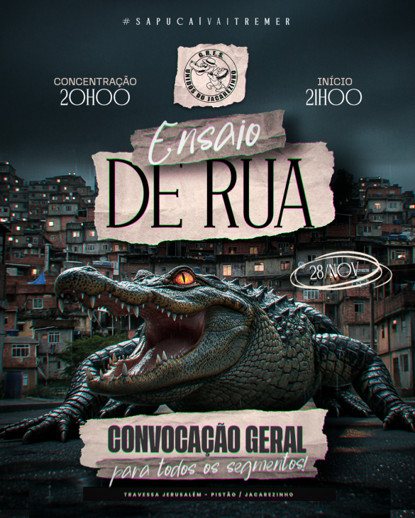 Unidos do Jacarezinho promove ensaio de rua em sua comunidade nesta sexta-feira