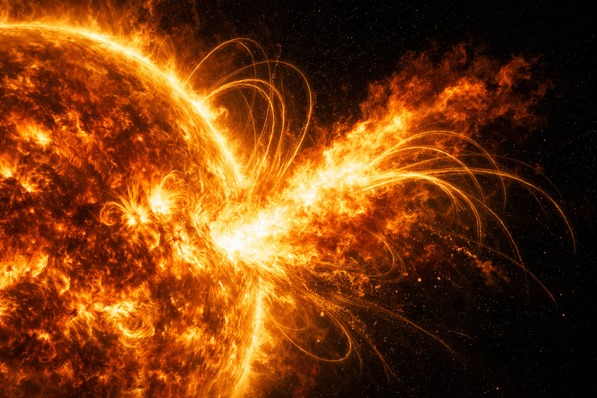 Sol registra erupção de classe M5 durante pico do Ciclo Solar 25
