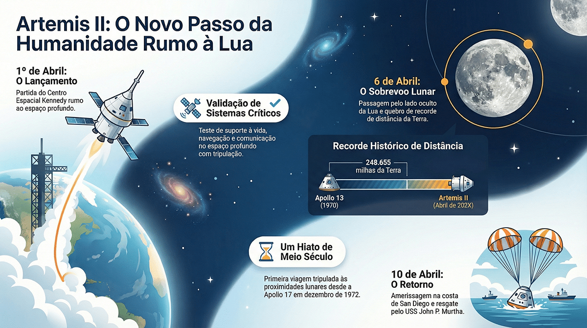Artemis II cruza a esfera lunar e prepara sobrevoo tripulado inédito em 53 anos
