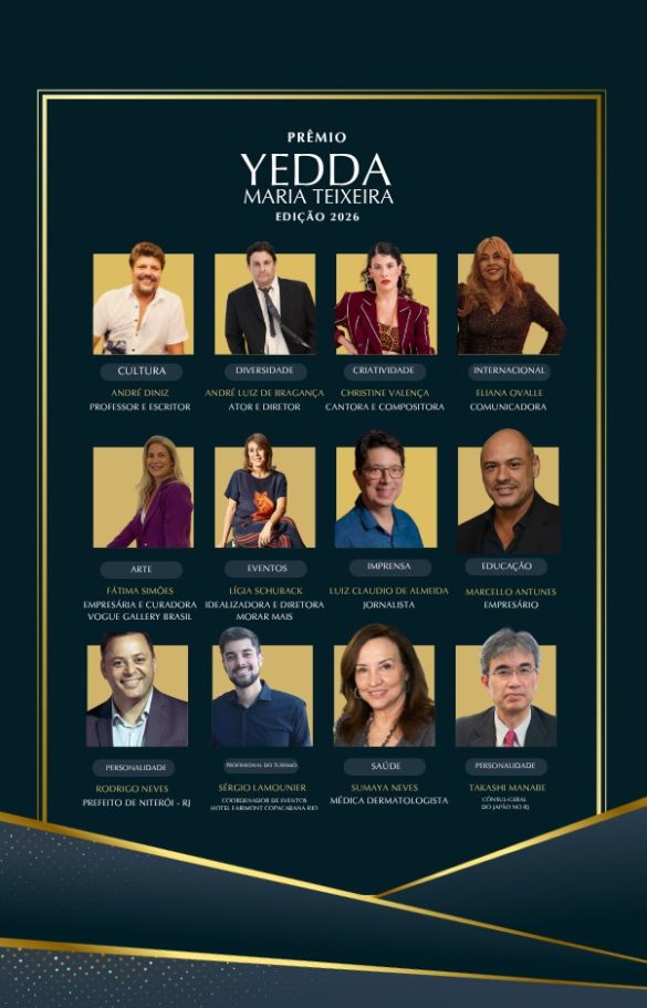 Cartaz oficial com os agraciados do Prêmio Yedda - edição 2026