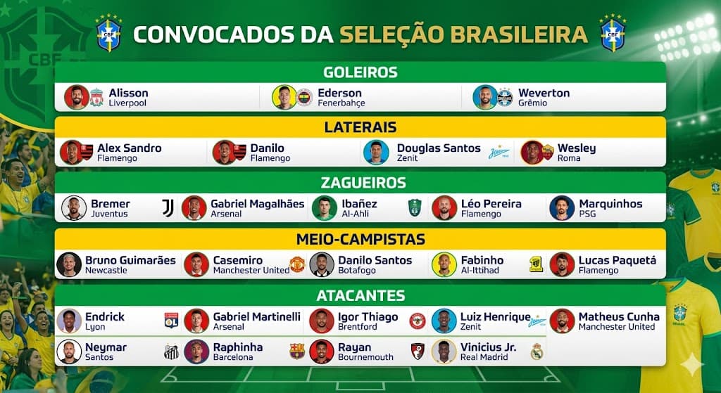 Convocados da Seleção Brasileira para a Copa do Mundo 2026: veja a lista completa 8 Convocados da Seleção Brasileira para a Copa do Mundo 2026