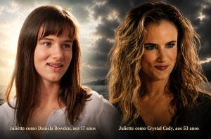 Montagem de Cape Fear com a atriz Juliette Lewis na versão de 1991 como Danielle Bowden e Crystal Cady em 2026 na série da Apple TV+