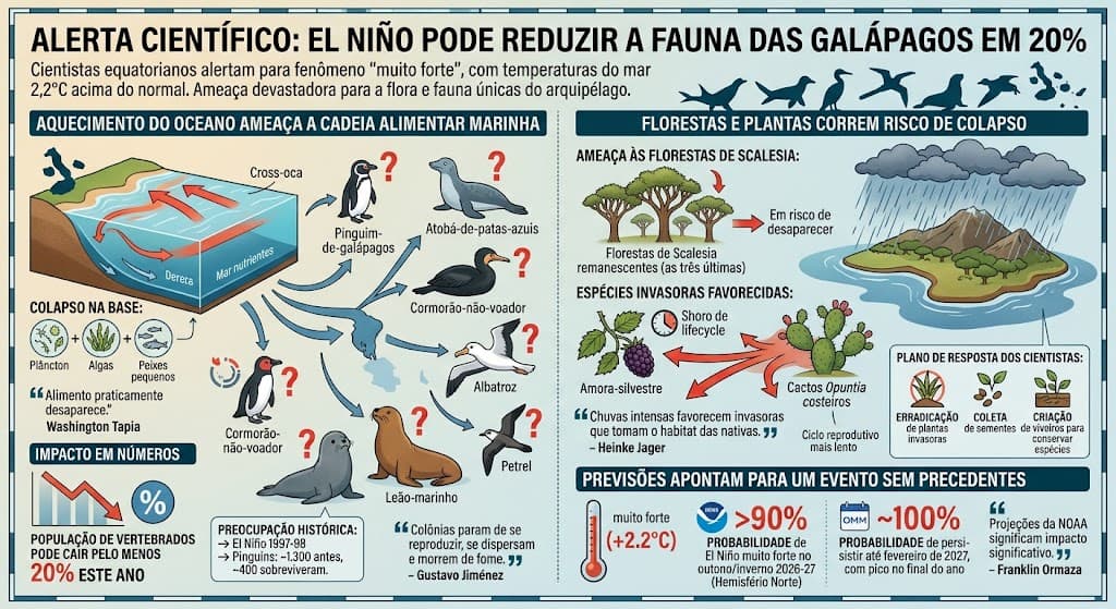 El Niño muito forte ameaça reduzir em 20% população de vertebrados das Galápagos 8 El Niño muito forte ameaça reduzir em 20% população de vertebrados das Galápagos